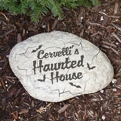 Engraved Haunted House Garden Stone