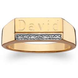 Gold Engraved Name Ring