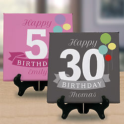 Personalized Happy Birthday Tabletop Canvas Print