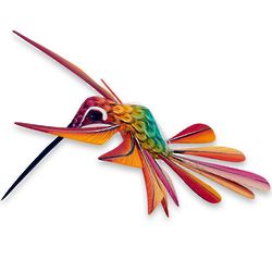 Multi Color Hummingbird Alebrije Sculpture