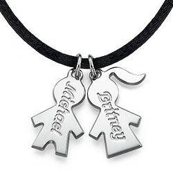 Mom's Personalized Kids Charms on a Cord Necklace