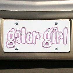 Florida Gators White Mirrored Gator Girl License Plate