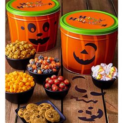 Halloween Snacks and Sweets in Magnetic Pumpkin Gift Tin