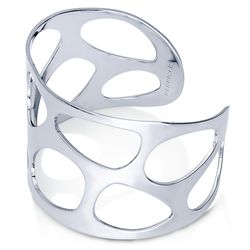 Silver-Tone Fashion Cuff Bracelet with Glossy Finish