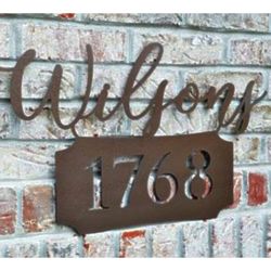 Personalized Custom Cursive Metal Address House Sign