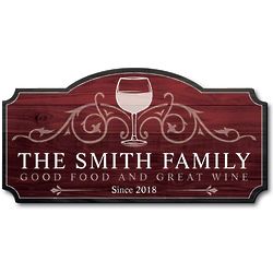 Wine and Family 22" Custom Wooden Sign