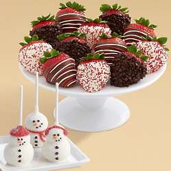 3 Snowman Chocolate Brownie Pops & 12 Christmas Strawberries