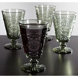 Queen's Crest Footed Smoky Wine Glasses