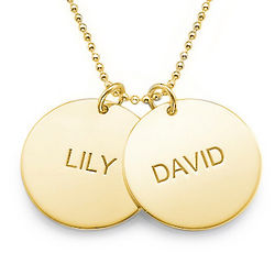 Mom's Personalized 18 Karat Gold-Plated Disc Pendants