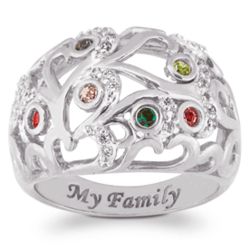 Secret Gardens Sterling Silver My Family Birthstone Ring