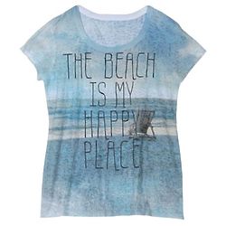 The Beach Is My Happy Place Ladies' Burnout T-Shirt