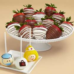 3 Get Well Brownie Pops & Full Dozen Swizzled Strawberries