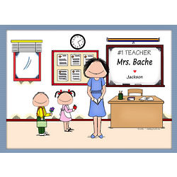 Personalized #1 Teacher Cartoon Print
