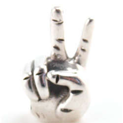 Sterling Silver 2 Finger Peace Sign Charm Bead