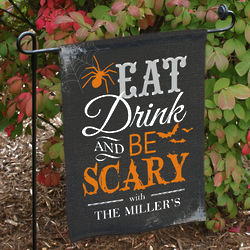 Eat, Drink, and Be Scary Personalized Halloween Garden Flag