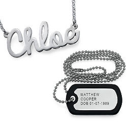 His and Hers Personalized Dog Tag and Pendant