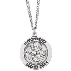 Sterling Silver Engraved St. Joseph Medal