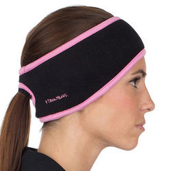 Fleece Ponytail Headband in Black and Pink