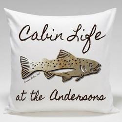 Trout Design Personalized Cabin Throw Pillow