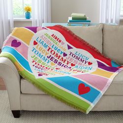 Personalized Hearts Full of Love Throw Blanket