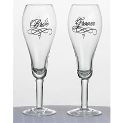 Scripted Bride and Groom Toasting Glasses