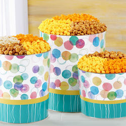 3 Flavors and 3.5 Gallons of Popcorn in Say It with Dots Tin