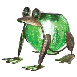 Quirky Solar Frog Glass and Metal Lantern