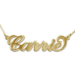 14K Gold Double Thickness Carrie Style Personalized Name Necklace
