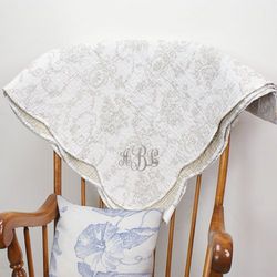 Personalized Silver Toile Quilt