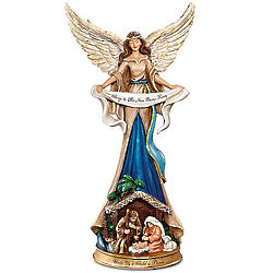 Thomas Kinkade Angel Figurine and Holy Family Nativity Scene