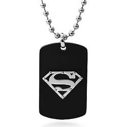 Men's Superman Dog Tag Necklace in Stainless Steel