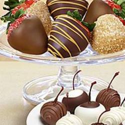 Chocolate-Dipped Cherries and Cocktail Strawberries