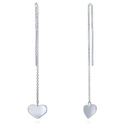 Sterling Silver Heart Fashion Threader Earrings