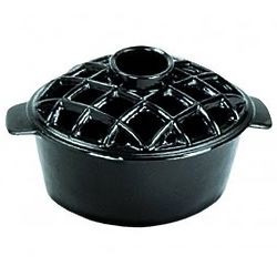 Cast Iron and Enamel Lattice Top Steamer for Wood Stove