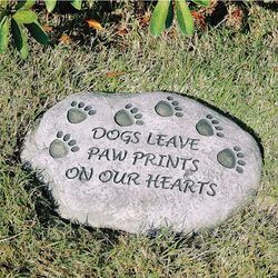 Dogs Leave Paw Prints on our Hearts Memorial Garden Stone