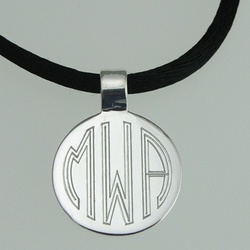 Monogrammed Silver Round Pendant Necklace