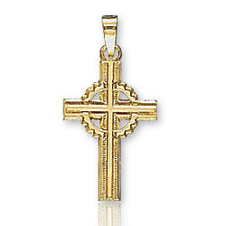 14k Yellow Gold Vintage Style Children's Carved Celtic Cross