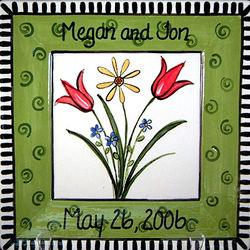 Personalized Ceramic Floral Bouquet Plate
