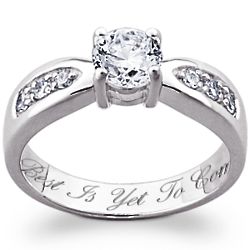 Sterling Silver Brilliant Cubic Zirconia Engraved Ring