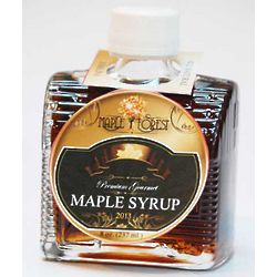 Pure Maple Syrup in a Glass Cabin Bottle