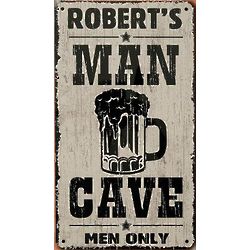 Personalized Man Cave Men Only Metal Sign