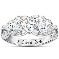 I Love You With All My Heart Engraved White Topaz Ring
