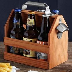 Reclaimed Redwood Beer Caddy with Bottle Opener