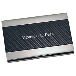 Personalized Elegant Business Card Case in Black and Silver