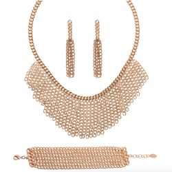 Rose Gold-Tone Necklace, Earrings, and Bracelet