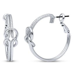 Silver-Tone Love Knot Hoop Earrings