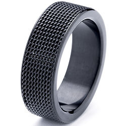 Mesh Black Stainless Steel Ring