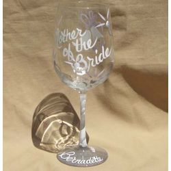 Rings and Wedding Bells Hand Painted Wine Glass