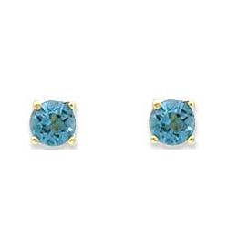 Blue Topaz Birthstone Stud Earrings in 14k Yellow Gold
