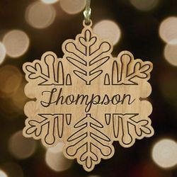 Engraved Snowflake Wooden Ornament
